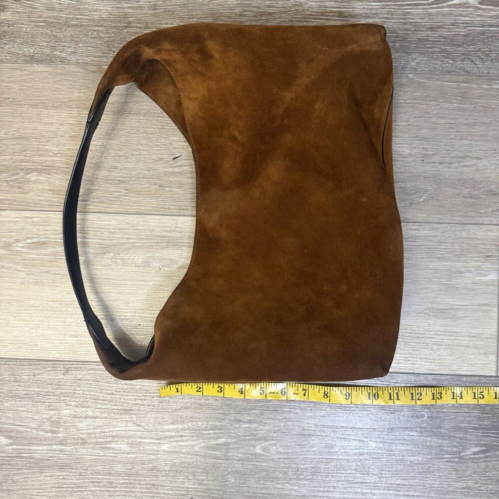 Madewell The Mylie Suede Shoulder Bag Russet Brown Hobo Slouch Zip Top - Picture 10 of 14